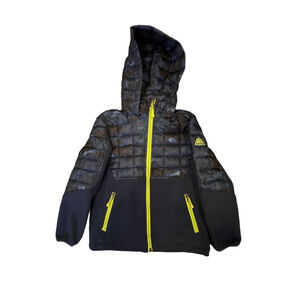 Boys Snozu Puffer Jacket XS Black Blue Camo